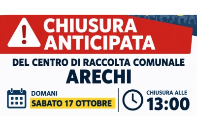CHIUSURA ANTICIPATA CENTRO DI RACCOLTA ARECHI PER LA PARTITA DELLA SALERNITANA